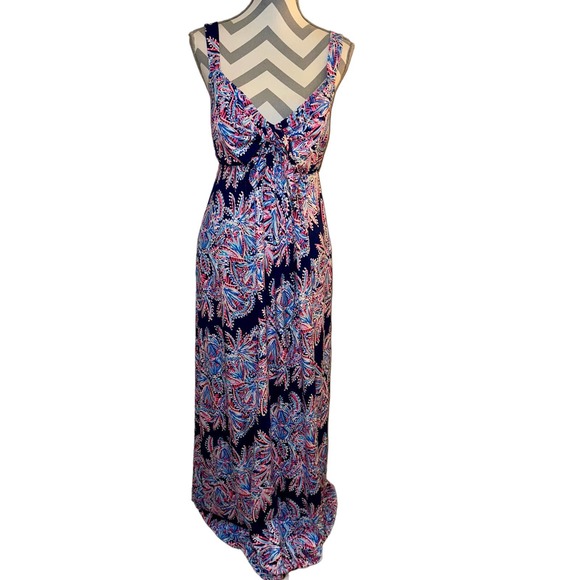 NWT Lilly Pulitzer Maui Miss Shell Blue Oyster Bay Sleeveless Maxi Dress 10 - Picture 15 of 17